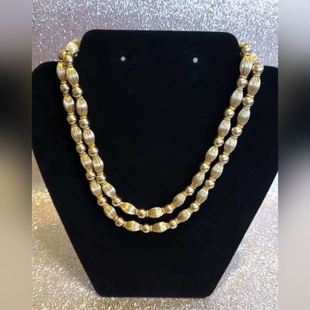 🗝Vtg Elegant Gold Beaded Choker Necklace